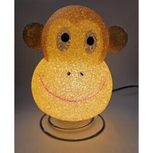 Child's Vintage Melted Plastic Popcorn Sparkle Monkey Night Light Lamp